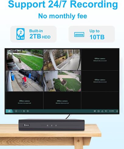 Anpviz 8CH 4K PoE Security Camera System, 6pcs 8MP Wired PoE Cameras with Person Vehicle Detection, Smart Dual Light Color Night Vision, 4K/8MP 8CH NVR with 2TB HDD for Business(U Series) in Saudi Arabia