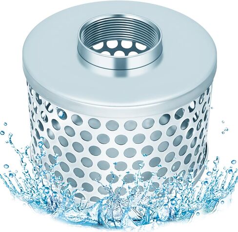 2" Pump Suction Hose Strainer, Round Hole Steel Basket Water Suction Filter, Carbon Steel Plated, with NPT Female Thread (2 inch) in Saudi Arabia