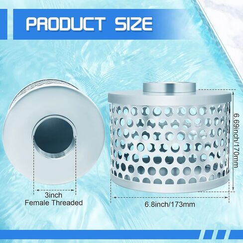 2" Pump Suction Hose Strainer, Round Hole Steel Basket Water Suction Filter, Carbon Steel Plated, with NPT Female Thread (2 inch) in Saudi Arabia