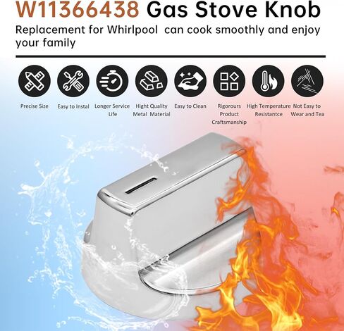 W11366438 W11084623 مقبض التحكم في موقد الغاز متوافق مع موقد غاز ويرلبول بما في ذلك WCG55US0HS00، WCG55US0HS05، WCG55US6HS00، WCG55US6HS05، WCG77US0HS00، WCG77US0HS05 (1 قطعة) in Saudi Arabia