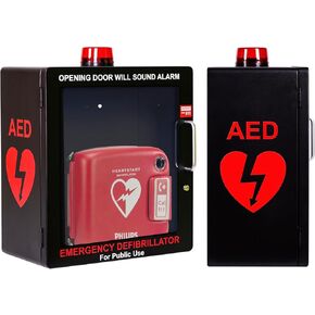 AED Defibrillator Wall Mount Cabinet | Optional Alarm & Lock | Durable Steel Frame | Fits All Brands of AED's for Public Spaces or Home (White)
