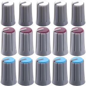 12pcs 6mm D Type Potentiometer Knob, Plastic Guitar Volume Tone Rotary Knob, Bass Control Knob Replacement for Encoder Electric Guitar Speaker Mixer Board-6 Black & 6 Grey