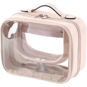TSA Approved Toiletry Bag, Clear Makeup Bags for Liquids Toiletries, Cosmetic Bag Organizer, Carry On Liquids Bag Travel Accessories Essentials, Pink Large
