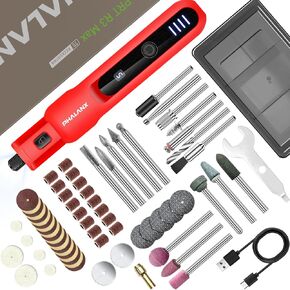 Power Rotary Tools - 3.7V Rotary Tool Kit 70 Accessories, Rotary Tool Cordless 5 Speeds Settings LED Indicator Light 5000-20000 RPM, Multi-Purpose Mini Grinder for Pet Grooming/Polishing/Sanding Tool