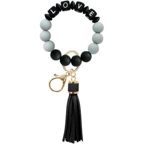 JczR.Y Key Ring Bracelet Wristlet Silicone Wrist Keychain Beaded Key Ring Bracelet Card Wallet Car Keychain Holder