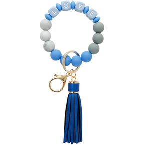 JczR.Y Key Ring Bracelet Wristlet Silicone Wrist Keychain Beaded Key Ring Bracelet Card Wallet Car Keychain Holder