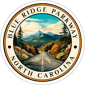 Blue Ridge Parkway North Carolina Sticker Weatherproof Decal Vinyl Small Waterproof for Water Bottle Mug Passport Book Scrapbook Notebook Laptop Tumbler Skateboard Computer Phone Size 4" Gift ID44990