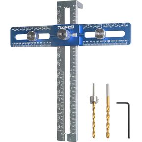 TOOMOD Cabinet Hardware Doweling Jig，Adjustable Cabinet Handle Tool，with 2 1/4-in to6 1/2-inch Hole Spacing and Drill Depth Gauge for Installing Drawer Handles, Pulls, and Knobs (Blue)