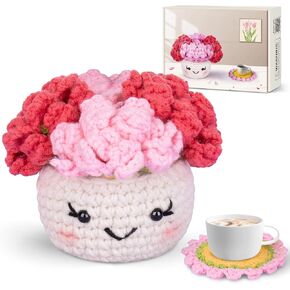Crochetta Crochet Kit for Beginners, Crochet Kits with Step-by-Step Video Tutorials, Learn to Crochet Animal Kit for Adults Kids, DIY Craft Knitting Supplies, Monkey Amigurumi Gift(40%+ Yarn)