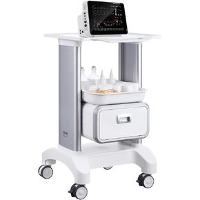 VEVOR 4 Tiers Mobile Medical Cart, Lab Carts with 3 Drawers & Top Tray, Trolley Storage Cart with ABS Material, Lab Rolling Cart with 4 Silent Wheels for Lab, Clinic, Hospital, Salon, Office, White