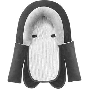PandaEar Baby Head Support for Car Seat,3 in 1 Infant Head Neck Body Support Soft Insert Cushion Pad for CarSeat, Strollers, Bouncer -Black & Grey