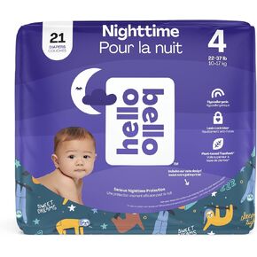 Hello Bello Nighttime Baby Diapers ‐ Size 4 - Ultra Absorbent & Hypoallergenic for Overnight Diapers for Extended Protection - 21 Diapers