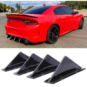 4Pcs Universal Curved Shape Rear Bumper Diffuser Shark Fin Spoiler Trim Covers Decoration Set Lip Wing Splitter, Glossy Black in Kuwait