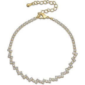Bling Jewelry Tiny Minimalist Simple Cubic Zirconia Round Bezel Chain CZ By The Inch Bracelet For Women For Teen .925 Sterling Silver