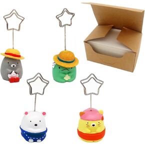 حامل مشبك للمذكرات مع 80 بطاقة صغيرة للكتابة، 4 قطع حامل صور مكتبي، حامل صور لحيوانات جميلة، عرض بطاقات مكتب مكتب ديكور المنزل in Kuwait