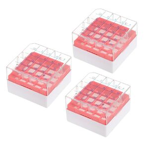 PATIKIL 25 Well Centrifuge Tube Freezer Storage Box, 3 Pcs Polypropylene Tube Rack for 1.8ML and 2.0ML Tubes Vials Samples, Blue