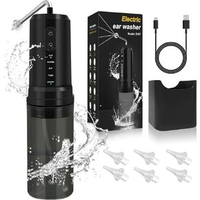 Ear Wax Removal, Electric Ear Irrigation Flushing System, Water Powered Ear Cleaner with 4 Pressure Modes, 6 Reusable Replacement Tips, Safe and Effective Ear Cleaning Tool for Adults