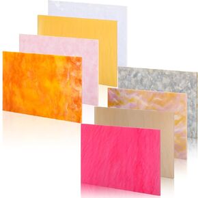 8 Textured Painted Acrylic Sheets, 4 x 6 Inch Cathedral Acrylic Sheets, 1/8 Thick for DIY Crafts Beginners, Can be Used for Cutting, Sawing and Engraving, Mixing Vibrant Colors and Patterns