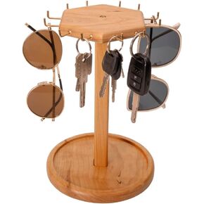 Sunglasses Organizer Wood Eyeglass Holder Stand Multiple Sunglass Display Stand Rack for 12 Pairs Eyeglasses Eyewear Organizer for Table Desk Countertop Organizer Stand (Oak)