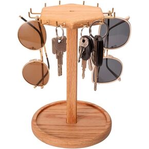 Sunglasses Organizer Wood Eyeglass Holder Stand Multiple Sunglass Display Stand Rack for 12 Pairs Eyeglasses Eyewear Organizer for Table Desk Countertop Organizer Stand (Oak)