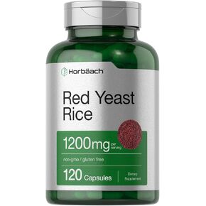 Horbäach Red Yeast Rice 1200 mg | 120 Capsules | Non-GMO, Gluten Free Supplement