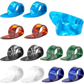 12pcs Thumb Picks Medium Finger Picks, 6 Colors Flat Thumbpicks Celluloid Guitar Thumb Picks for Acoustic Guitar, Guitar Finger Pick for Fingerstyle Acoustic Guitar Banjo or Ukulele Harp Bass