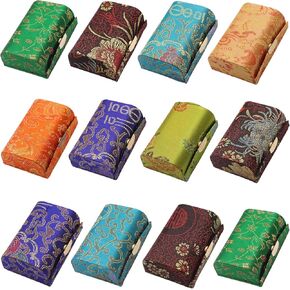 MIAO JIN 12PCS Lipstick case with mirror Lipstick case Storage case Mini portable embroidery jewelry case cosmetic case (Random color)