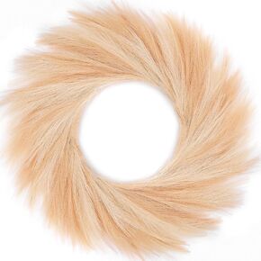 Pampas Grass Wreath, 26'' Faux Pampas Wreath for Front Door, Artificial Wreath for All Seasons, Boho Wall Decor, Farmhouse Pampas Grass Garland, DIY Fall Wreath Autumn Wreath (Beige and Brown)