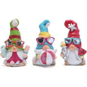 Hodao 3PCS Summer Gnomes Decor Ocean Animals Gnomes Handmade Beach Decor Swedish Gnomes Nisse Scandinavian Gnomes Elf Summer Decorations Indoor Home Ornaments Summer Gnomes Figurines Gift