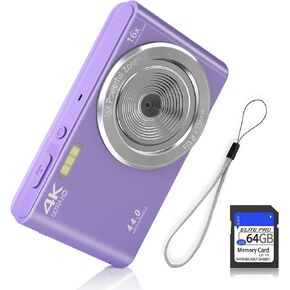 Digital Camera, FHD 1080P 44MP Digital Camera for Kids Video Camera with 64GB SD Card 16X Digital Zoom, Compact Point and Shoot Camera Portable for Kids Boys Girls Teens Students Seniors (Black)