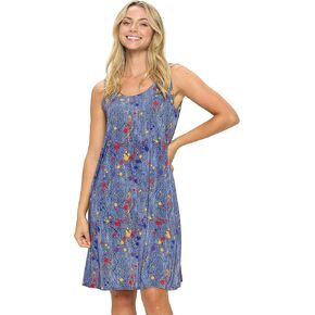 Jostar Women's Tank Mini Dress - Sleeveless Basic Stretch Casual Scoop Neck Print T Shirt Short One Piece