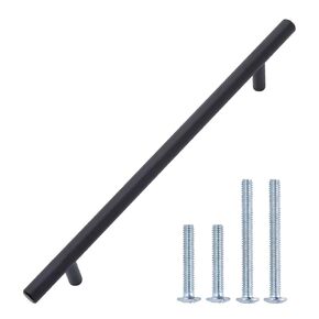 South Main Hardware Euro Bar Cabinet Drawer Pull Handle (3/8" Diameter), 8.69" Length (6.31" Hole Center), Flat Black, Mounting Hardware Included, 10-Pack