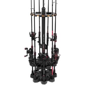 KastKing V16 Fishing Rod Rack With Rotating Base- Fishing Pole Rack Holds Up to 16 Fishing Rods or Combos, Lightweight and Durable ABS Construction, Space-Saving Fishing Rod Holders for Garage