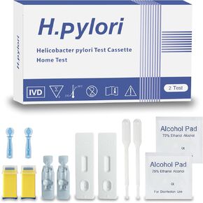 مجموعة أدوات الاختبار المنزلي لبكتيريا هيليكوباكتر بيلوري (H. Pylori) - سريعة ودقيقة، اختبار ذاتي في المنزل، نتائج خلال 10-15 دقيقة، لا يلزم زيارة المختبر - يتضمن اختبارين in Kuwait