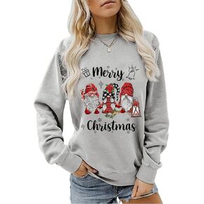 KOJOOIN Womens Merry Christmas Sweatshirt Funny Christmas Tree Truck Graphic Pullover Casual Long Sleeve Blouse Tops