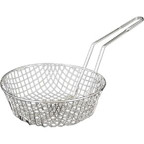 Excellanté 8-Inch Round Nickel Plated Culinary Basket, Coarse Mesh