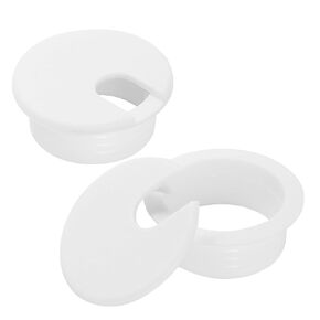 1-1/2" White Desk Grommet, JTemgle Plastic Cable Hole Cover Computer Table Cord Wire Organizer Caps Desktop Cord Management for Home Office TV Stands Tabletops, 5 Pieces