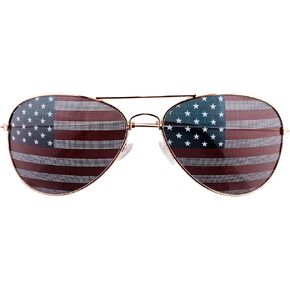 Super Z Outlet American USA Flag Design Metal Frame Aviator Sunglasses (Black)