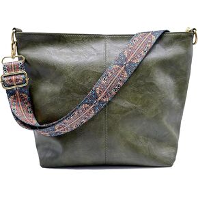 Aphoraeny Hobo Bags Vegan Leather Crossbody Bag Guitar Strap Hobo Purses and Handbags Bucket Bags Shoulder Bag with Zipper