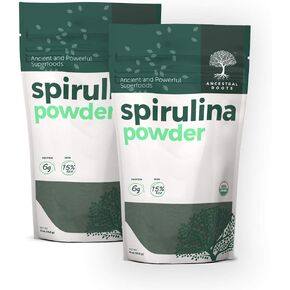 Ancestral Roots - Organic Spirulina Powder (15.5 oz) USDA Certified Vegan Spirulina Powder I 100% Pure Superfood for Optimal Health & Immune Support.