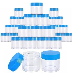 Beauticom 30g/30ml (1 fl. oz.) Double Wall Clear Plastic Leak Proof Jars with Flat Top Lids for Creams, Lotions, Make Up, Powders, Glitters, and more... (Color: Metallic Gold, Pieces: 12)
