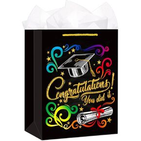FLYAB 2024 Graduation Gift Bags with Tissue Paper Class of 2024 Graduation Gift Bag with Handle Graduation Party Favor Bags for Graduates High School College Senior Junior