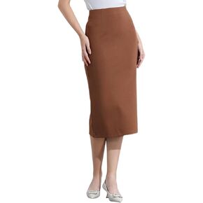 Women’s Classic Below Knee Pencil Skirt Stretch Line Midi Skirt of Business Casual Outfits