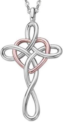 Jude Jewelers Stainless Steel Love Knot Heart Shaped Cross Pendant Necklace in Saudi Arabia