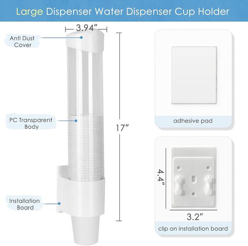Cup Dispenser Water Dispenser Cup Holder Pull Type Paper Automatic Remover 7oz - 12oz Cone or Flat Bottom Cups for Home Office Hospital (Black, Large) in Saudi Arabia