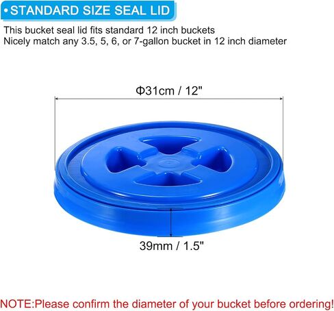 PATIKIL 5 Gallon Bucket Seal Lid 12x1.5inch, 6 Pack Plastic Leak Proof Storage Bucket with Screw on Lid for Pet Food Grain Paint Industrial Storage Bucket, Green in Saudi Arabia