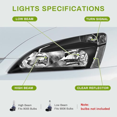 AUTOSAVER88 Switchback LED Tube Headlights Assembly Compatible with 03 04 05 06 07 Accord DRL Headlamp Replacement Pair with Daytime Running Light Black Housing Clear Reflector in Kuwait