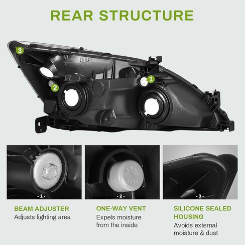 AUTOSAVER88 Switchback LED Tube Headlights Assembly Compatible with 03 04 05 06 07 Accord DRL Headlamp Replacement Pair with Daytime Running Light Black Housing Clear Reflector in Kuwait