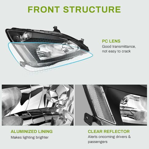 AUTOSAVER88 Switchback LED Tube Headlights Assembly Compatible with 03 04 05 06 07 Accord DRL Headlamp Replacement Pair with Daytime Running Light Black Housing Clear Reflector in Kuwait
