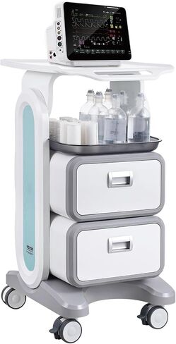 VEVOR 4 Tiers Mobile Medical Cart, Lab Carts with 3 Drawers & Top Tray, Trolley Storage Cart with ABS Material, Lab Rolling Cart with 4 Silent Wheels for Lab, Clinic, Hospital, Salon, Office, White in Kuwait